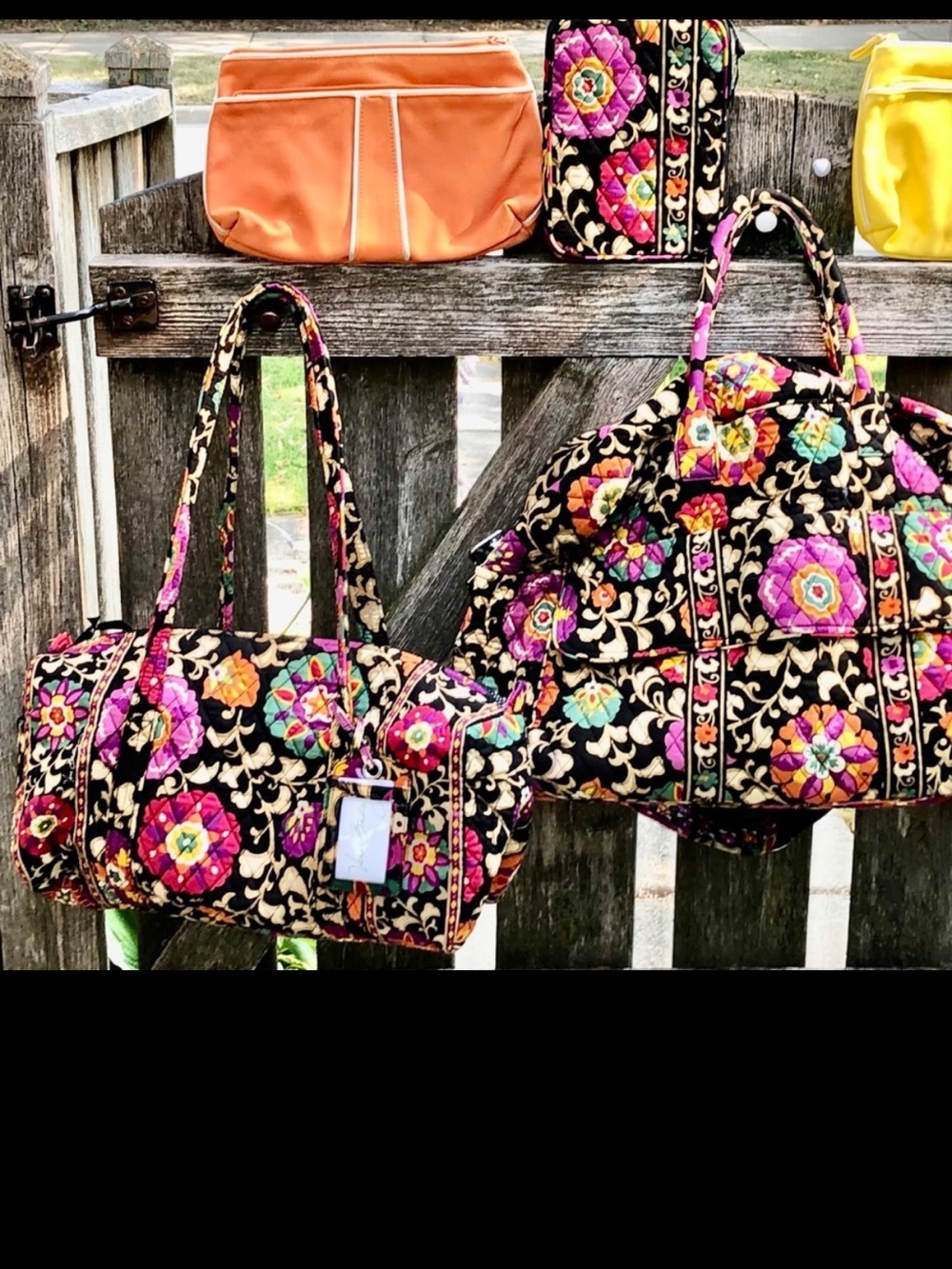 6 pc lot Vera Bradley Grand Traveler Small Duffel Carry On Bag Tote SUZANI NWOT